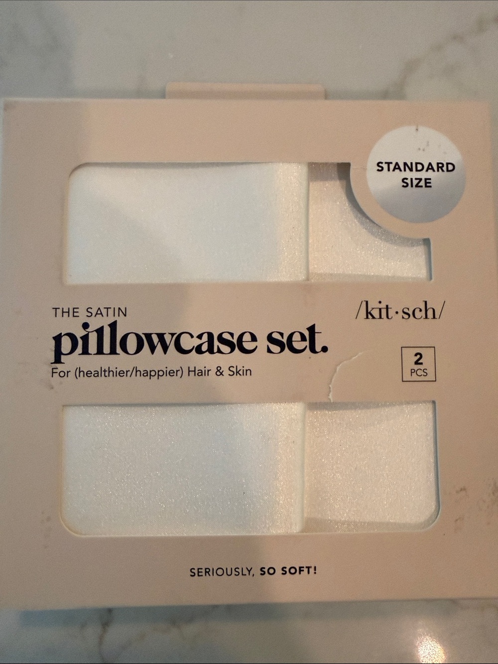 Kitsch Satin Pillowcase Set in White - 2 Pack